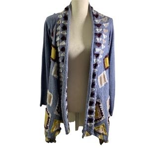 ANThROPOLOGIE Fietsvoor2 Wool Blend Aztec Drape Cardigan